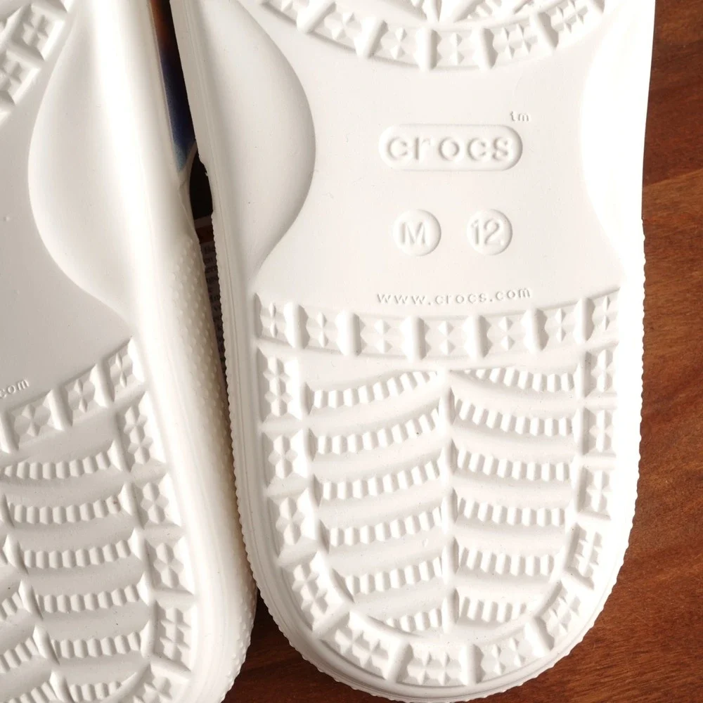 Crocs Sandals Mens SZ M12 White Tiedye Classic Slide Waterproof Pool Shoes NWT